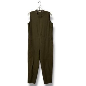 Eileen Fisher Olive Utility Jumpsuit Size M Cotton Hemp Zip Gorpcore Workwear